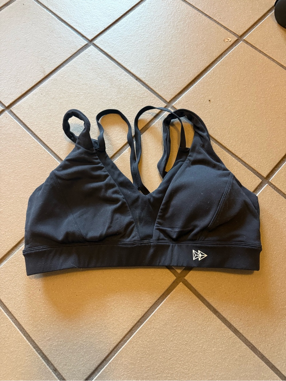 Women's Black Strappy Sports Bra with Light Support